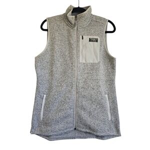 🆕️ - NWT - LL Bean Women Sweater Fleece Long Vest Pewter Gray Full Zip Medium